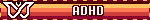 the adhd symbol with the word "ADHD" next to it, all over the adhd flag