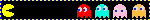 a gif of pacman moving towards 4 ghosts. they all move out of view and it shows the words "game over" in all caps